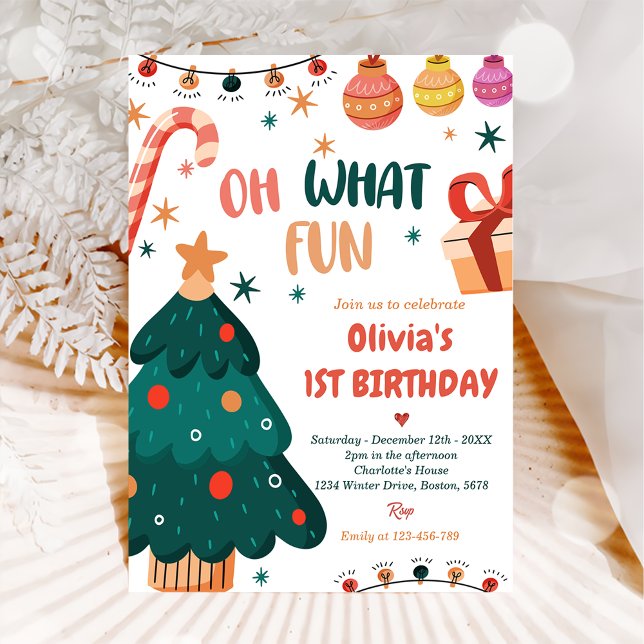 Invitation Oh What Fun Noël fête d'anniversaire (Créateur téléchargé)