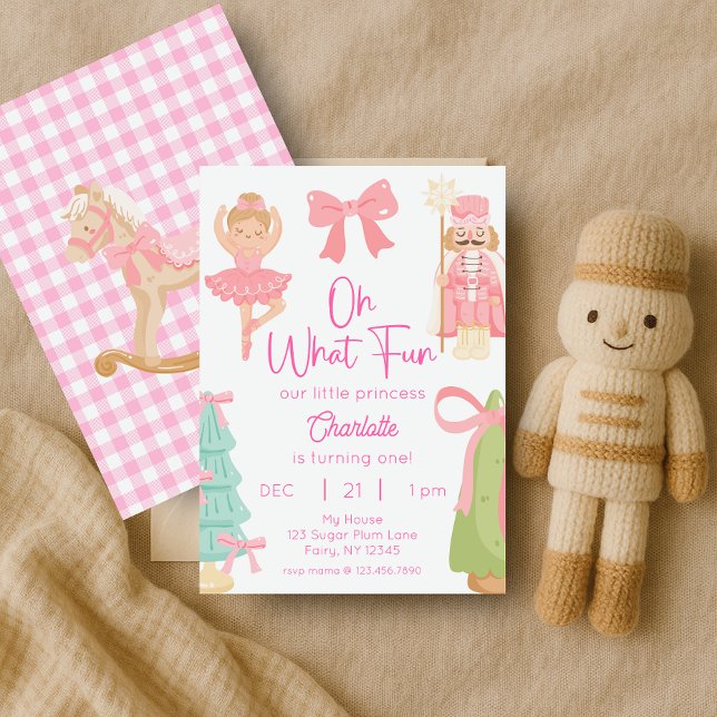 Invitation Oh What Fun Pink Nutcracker Birthday (Créateur téléchargé)