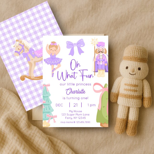 Invitation Oh What Fun Purple Nutcracker Birthday (Créateur téléchargé)