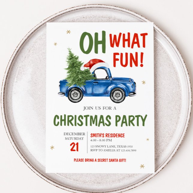 Invitation Oh What Fun Truck Fun Christmas Party (Oh What Fun Christmas Party Invitation )