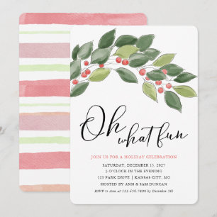 Invitation Oh What Fun Watercolor Noël Foliing Noël