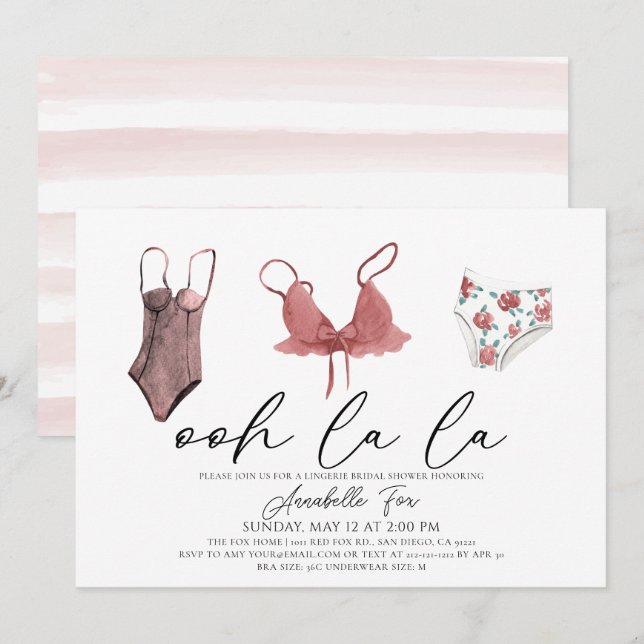 Invitation Ohh La La Lingerie Fête des mariées (Devant / Derrière)