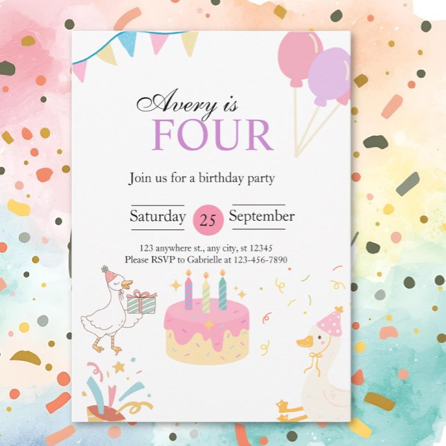 Invitation oie 4e anniversaire (Créateur téléchargé)