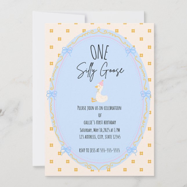 Invitation Oie bête premier anniversaire (Devant)