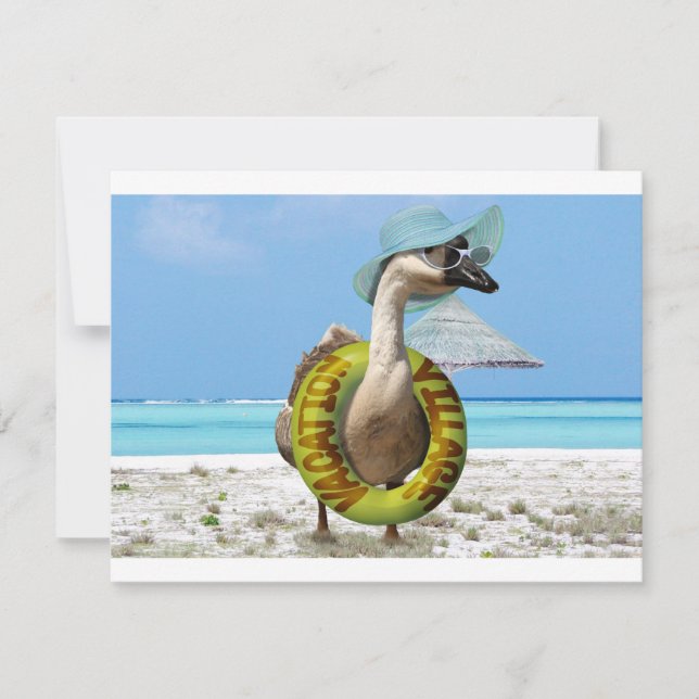 Invitation Oie drôle à la plage (Devant)