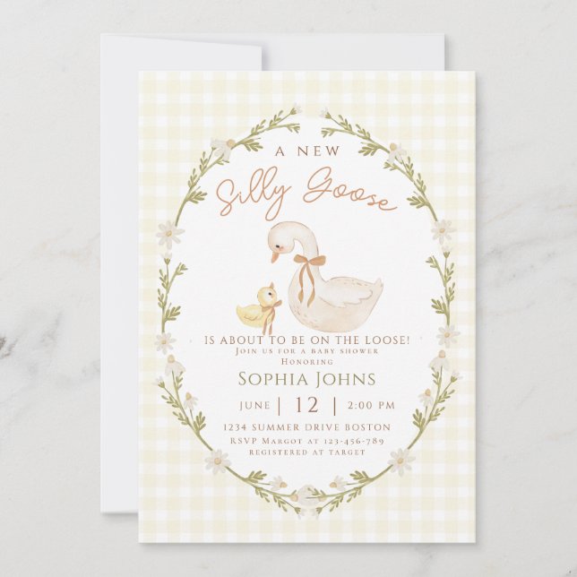 Invitation Oie En vichy Canard Genre Neutra Baby shower (Devant)