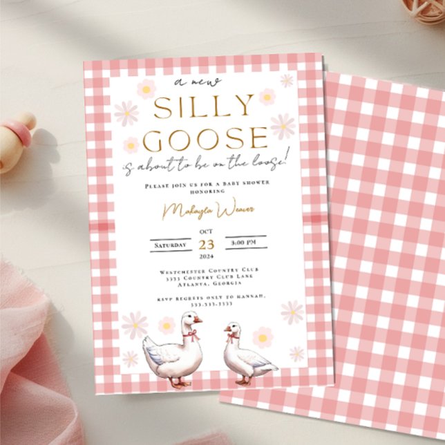 Invitation Oie idiote En vichy Baby shower neutre de genre (Créateur téléchargé)