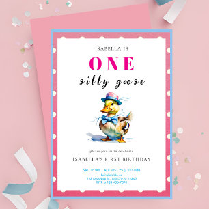 Invitation Oie rose 1er anniversaire