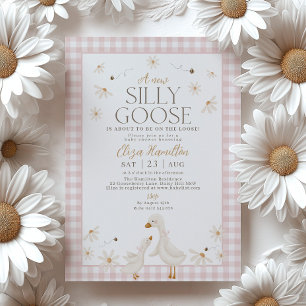 Invitation Oie sotte sur le Baby shower perdu rose En vichy