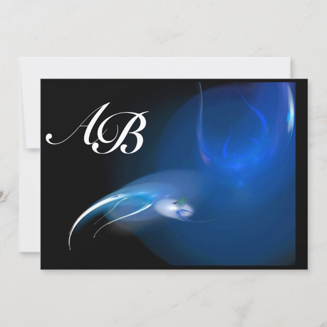 INVITATION OISEAU CLAIR EN MONOGRAM BLEU (Devant)