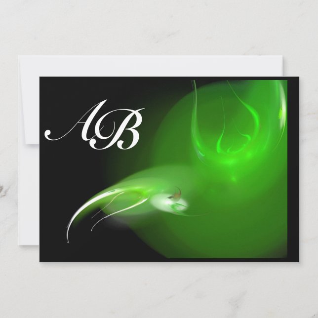INVITATION OISEAU CLAIR EN MONOGRAM VERT (Devant)