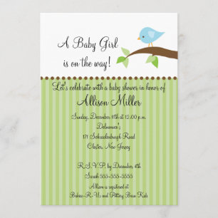Invitation Oiseau de bébé mignon sur le baby shower de garçon