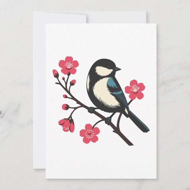 Invitation Oiseau de cerisier en fleur - Art de la sérénité d (Devant)
