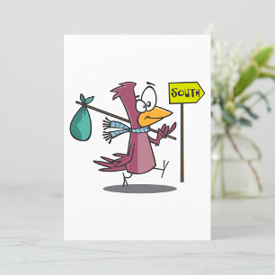 Invitation Oiseau de dessin animé migrant vers le sud