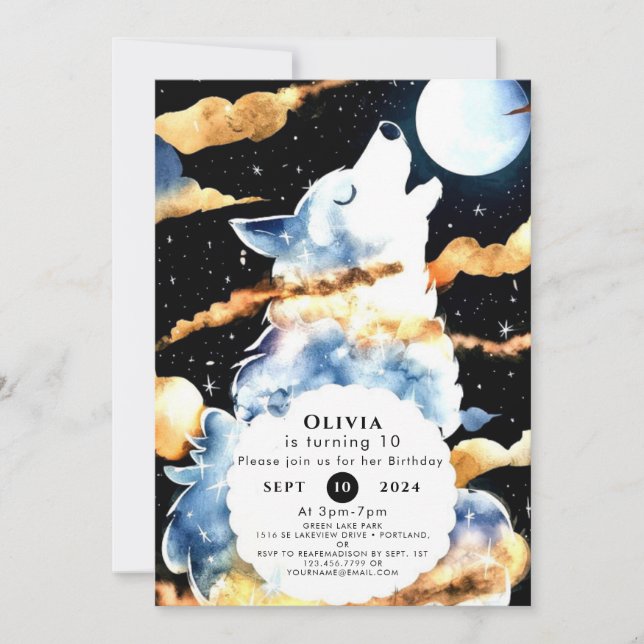 Invitation Oiseau de loup hurlant (Devant)