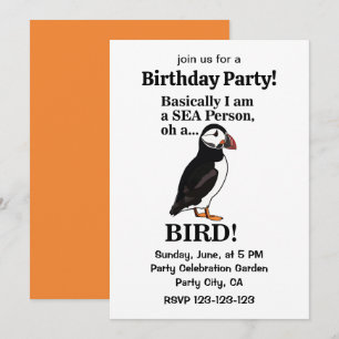 Invitation Oiseau de mer Puffin Amusant fête d'anniversaire
