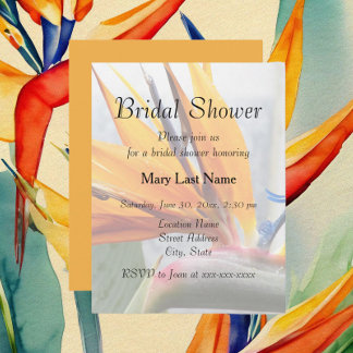 Invitation Oiseau de Paradis Fête des mariées florale
