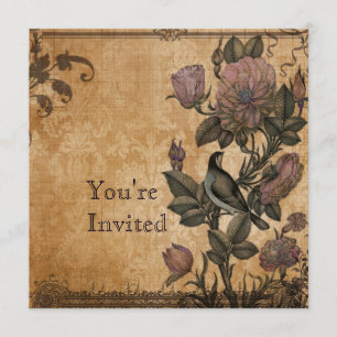 Invitation Oiseau de partie élégante vintage d'antiquité de