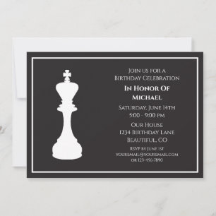 Invitation Oiseau d'échecs noir et blanc sophistiqué