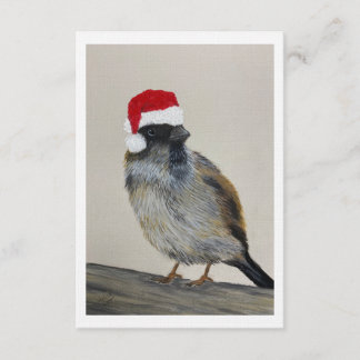 Invitation Oiseau d'hiver avec chapeau de Père Noël - Œuvre o