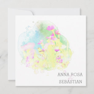 Invitation *~* Oiseau Fleur AR12 PHOTO RSVP + Mariage QR