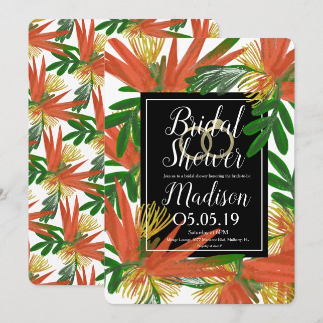 Invitation Oiseau sophistiqué de l'anneau de paradis nuptiale (Devant / Derrière)