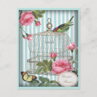Oiseau vintage, cage, papillon, Fête de la mariée