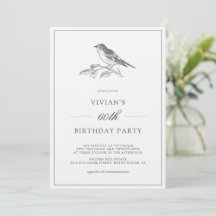 Oiseau vintage Noir et blanc 60e anniversaire