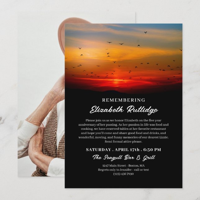 Invitation Oiseaux à l'aube commémorant l'anniversaire de la  (Devant / Derrière)