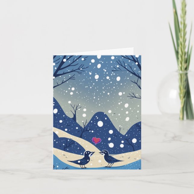 Invitation Oiseaux bleus d'hiver en amour Mariage de fête de  (Devant)