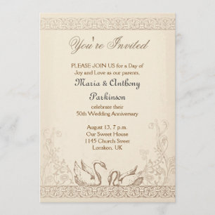Invitation oiseaux d'amour anniversaire de mariage vintage