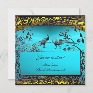 Invitation OISEAUX D'AMOUR DE MARIAGE, noir et blanc, jaune b