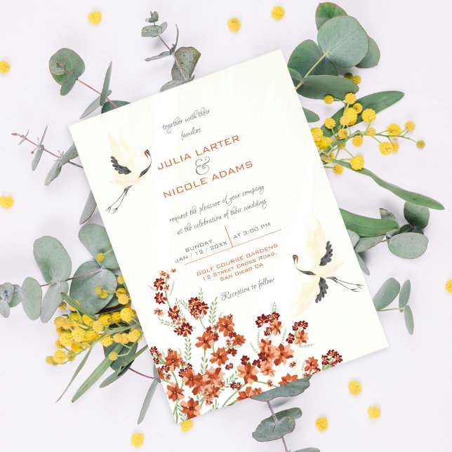 Invitation Oiseaux de cygne Paradise Flore de printemps Maria (Créateur téléchargé)