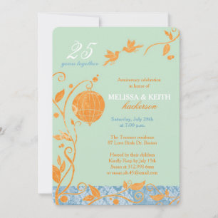 Invitation Oiseaux de l'amour Menthe Fête d'anniversaire de m
