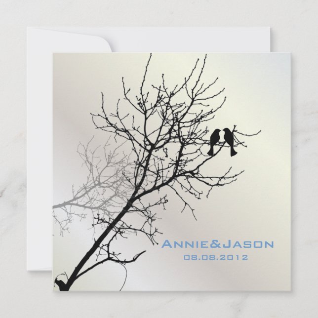 Invitation oiseaux de l'amour modernes mariage rustique à la  (Devant)