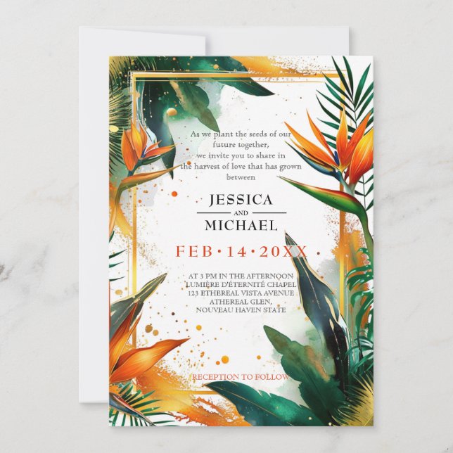 Invitation Oiseaux de Paradise Bliss (Devant)
