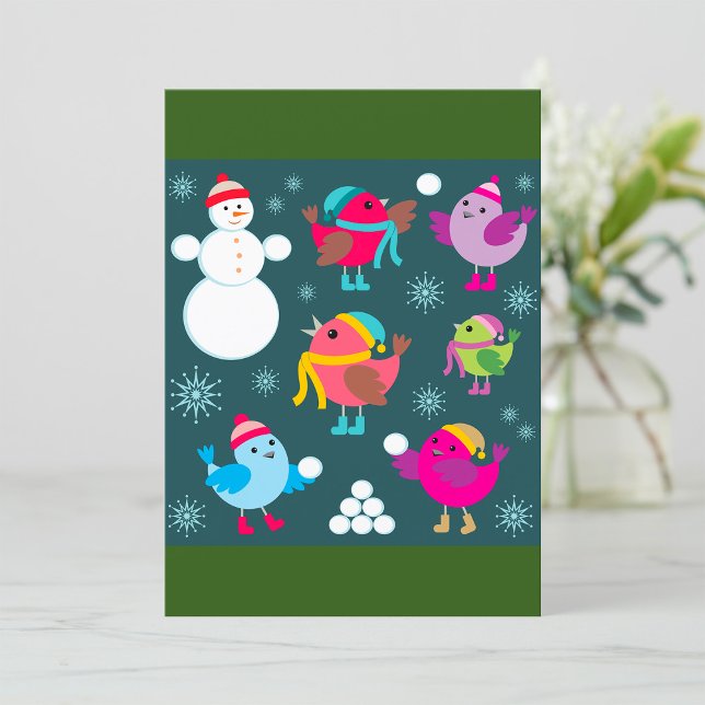 Invitation Oiseaux d'hiver Jouer dans la neige avec Snowman (Créateur téléchargé)