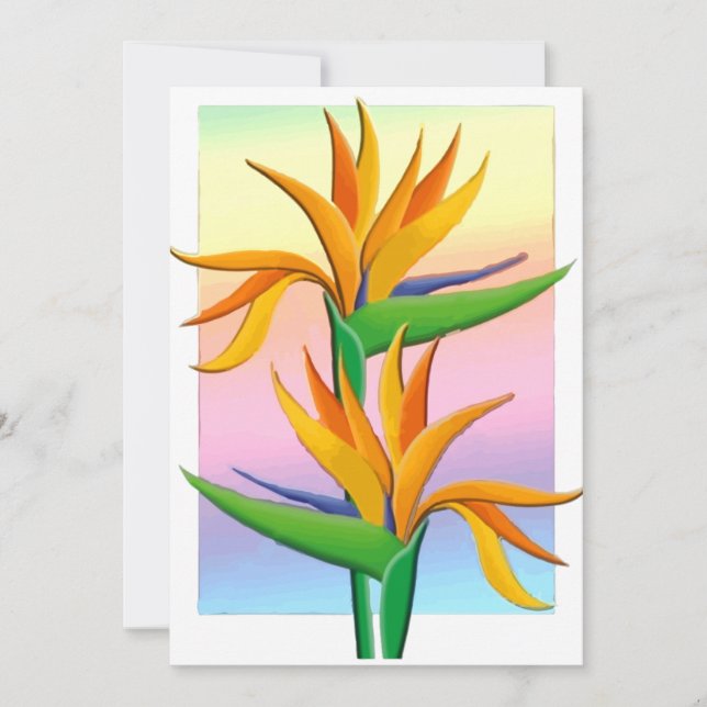 Invitation Oiseaux du paradis avec Arrière - plan arc-en-ciel (Devant)