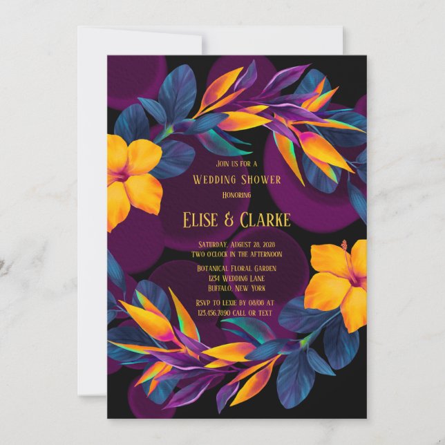 Invitation Oiseaux du paradis Hibiscus Wedding shower Invitat (Devant)