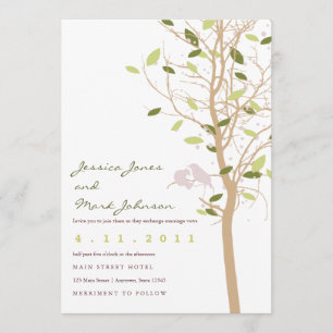 Invitation Oiseaux en arbre avec Feuilles