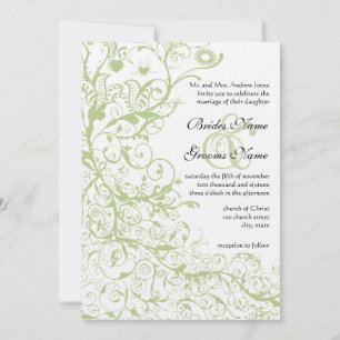 Invitation Oiseaux et tourbillons Hydrangée verte #28 Mariage
