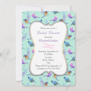 Invitation Oiseaux Exotiques Sauvages Joli Shower de Mariage 