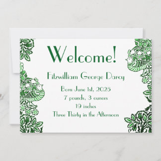Invitation Oiseaux folkloriques Fleurs Acorns Vert