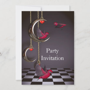 Invitation Oiseaux Invitation Gratuite Fête Rouge