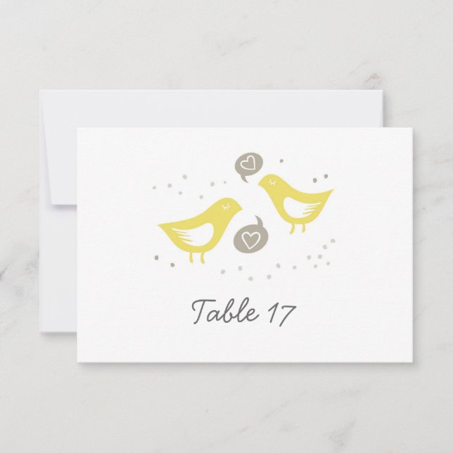Invitation oiseaux jaunes parlant du nombre de table d'amour (Devant)
