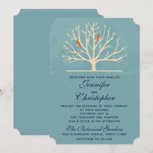 Invitation Oiseaux oranges modernes dans un grand Mariage d'a