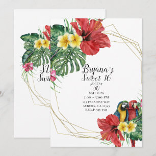 Invitation Oiseaux Paradis Tropical Fleur Botanique Douce 16