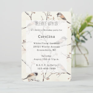 Invitation Oiseaux romantiques dans un arbre Anniversaire