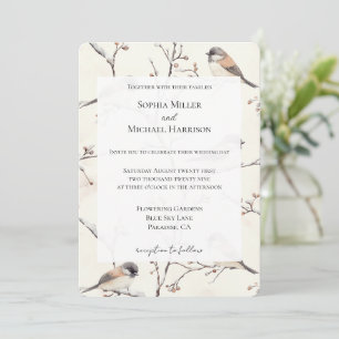 Invitation Oiseaux romantiques dans un mariage d'arbre