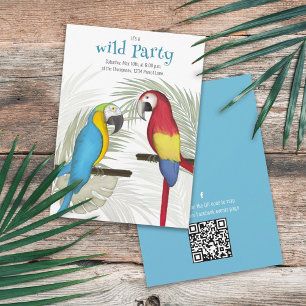 Invitation Oiseaux tropicaux colorés Code QR Médias sociaux